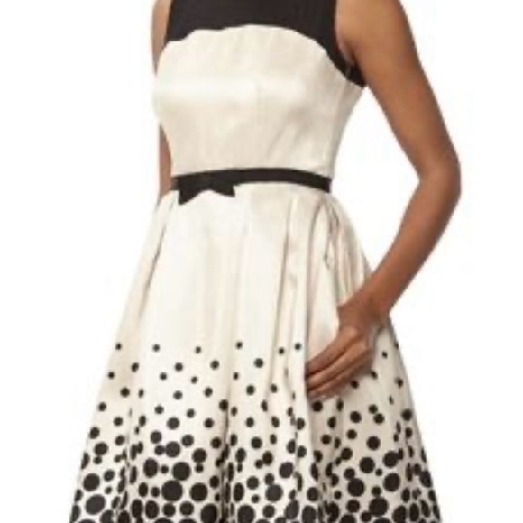 Taylor A-Dress Black Beige Polka Dot Lace Mesh Velvet Satin 50's Style Formal 8 - Picture 1 of 7